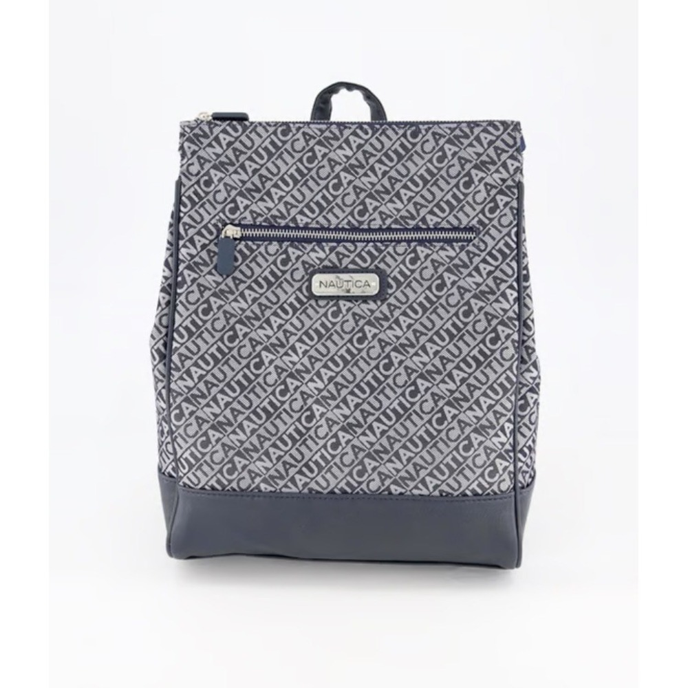 Nautica Lakeside Monogram Backpack Handbag # CN1255 Indigo Grey White